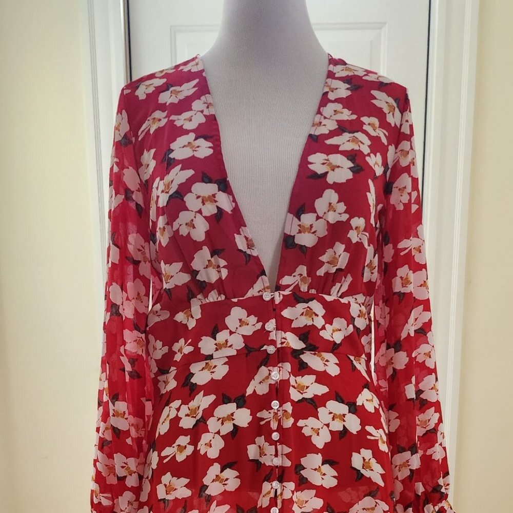 Rosegal Floral print button up chiffon maxi dress with split NWOT - Picture 2 of 3